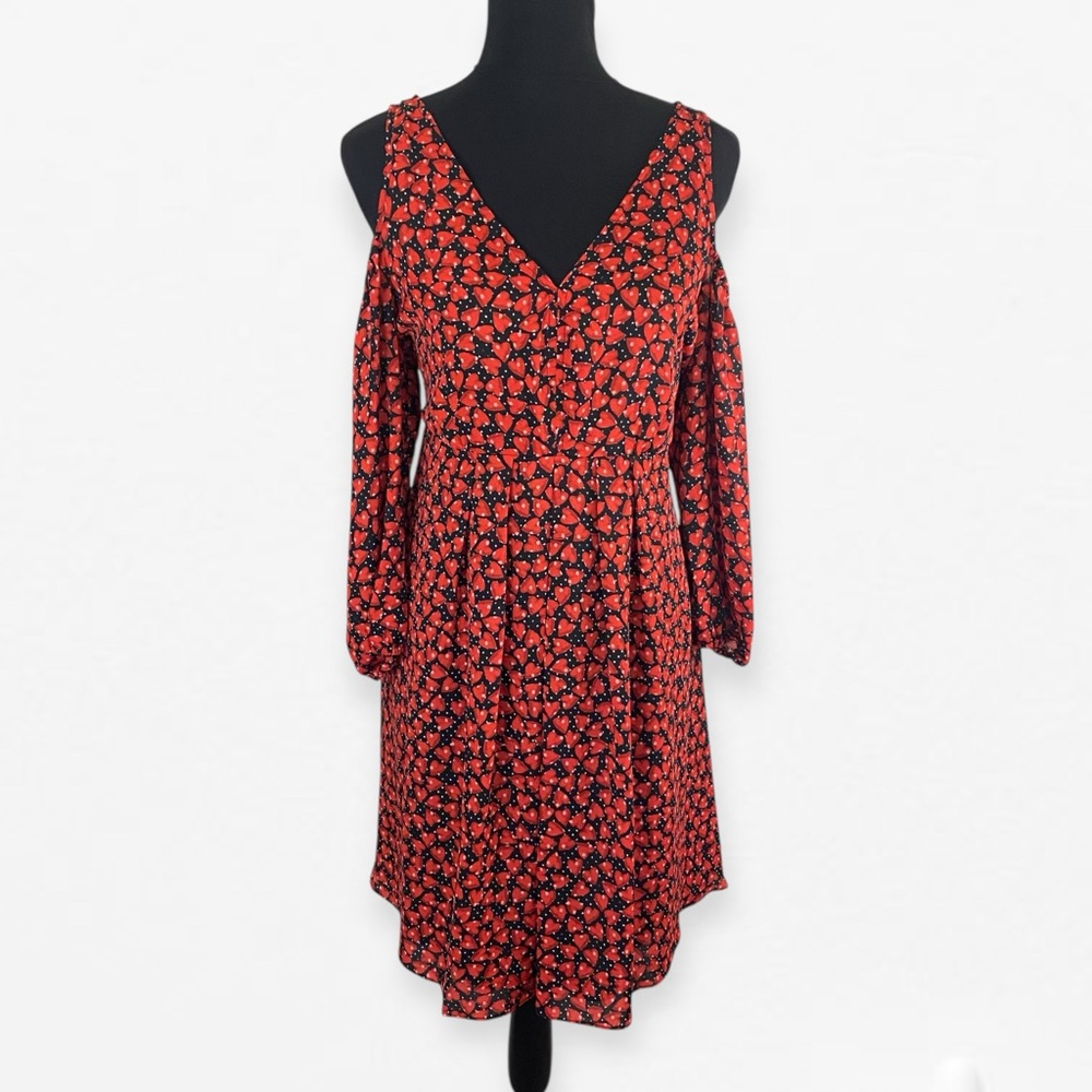 Colleen Atwood Disney Dress Alice Thru Looking Glass Cold Shoulder Hearts Red XL